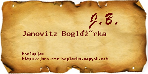 Janovitz Boglárka névjegykártya